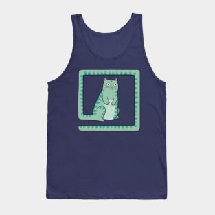 Quirky Green Cat Tank Top